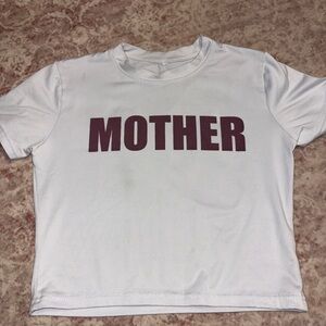 White Cropped Top T-Shirt with Bold Print MOTHER F☆★$%R
